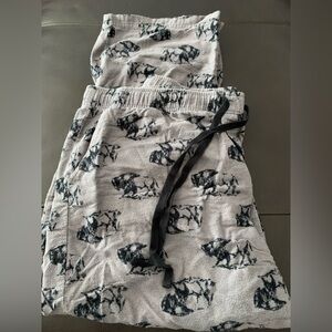 Blue Mountain BUFFALO 100% Cotton XL PAJAMA Lounge PANTS POCKETS Cozy Black Gray
